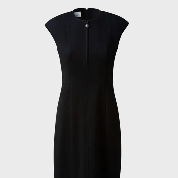 Akris Punto Cap-Sleeve Zip-Front Seamed Dress, Black - Picture 2 of 12